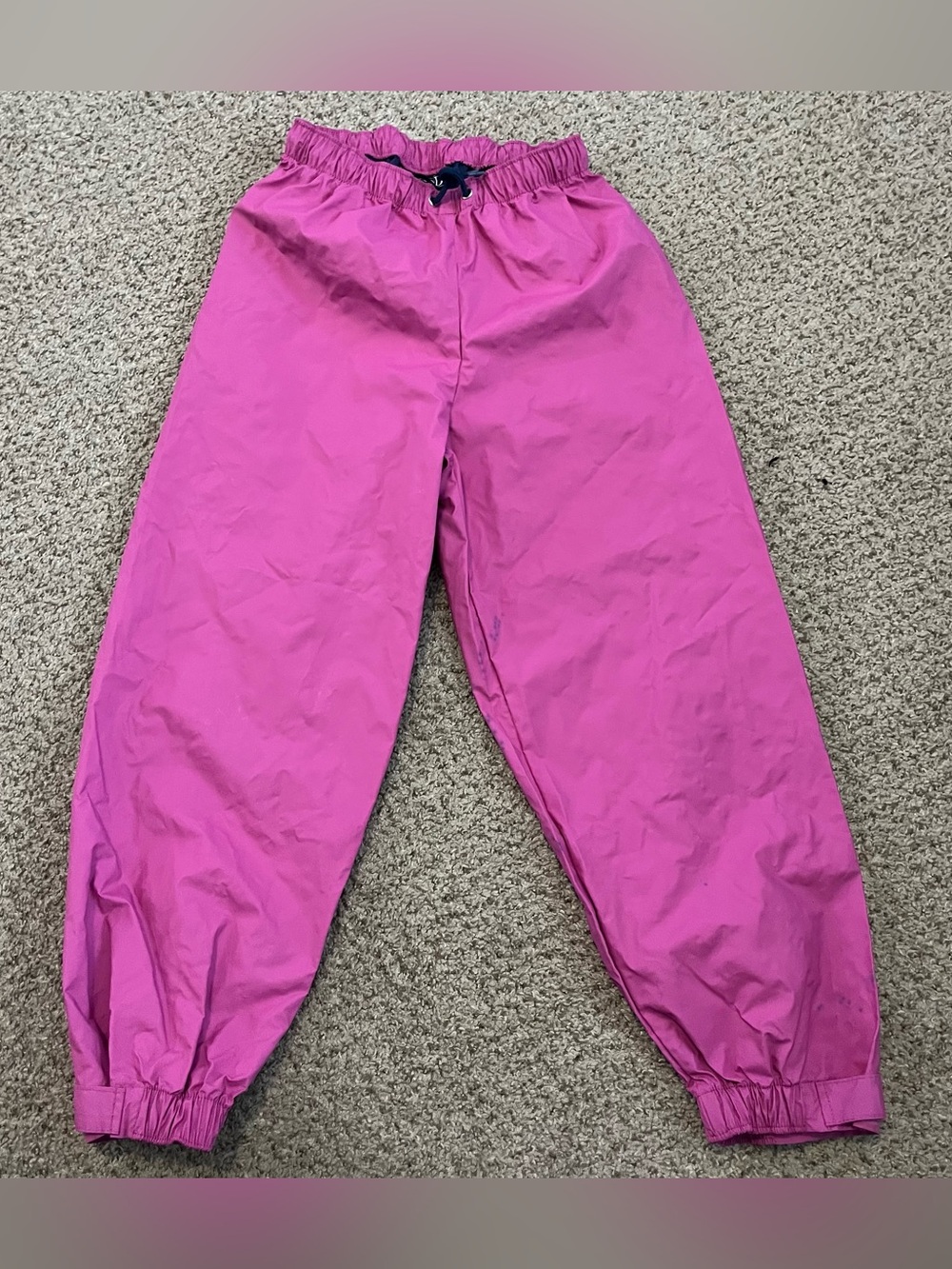 Lands' End Girls' Bright Pink Elastic-Waist Waterproof Rain Pants Size 7-8